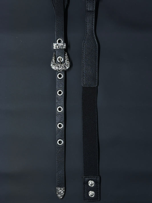 thin yet unique filigree buckle belt