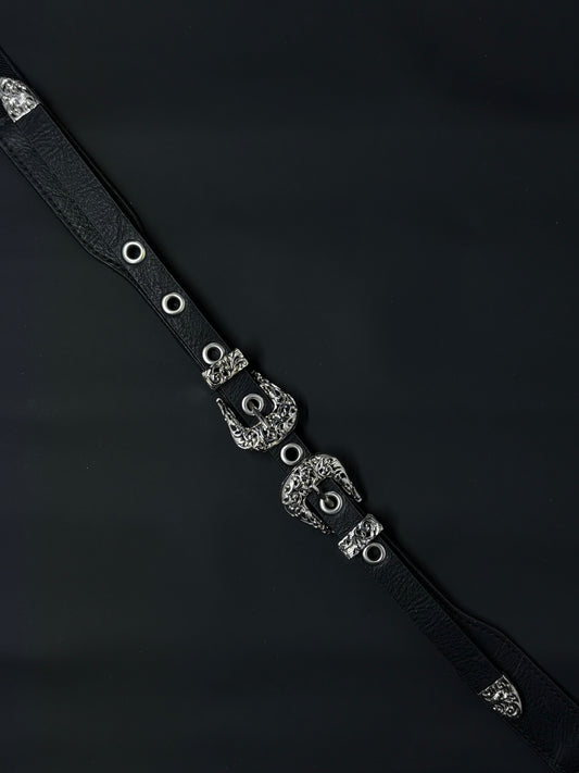 thin yet unique filigree buckle belt