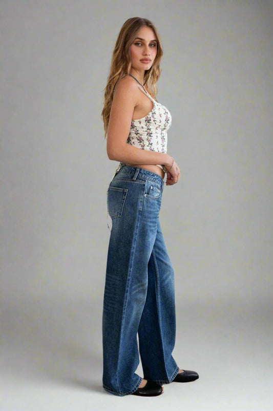 roxy washed straight low rise jeans