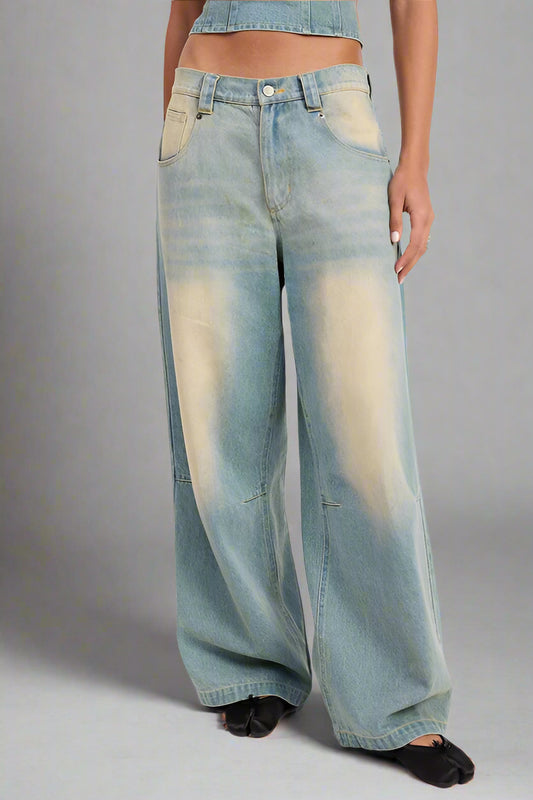 muck wide leg washed denim pants